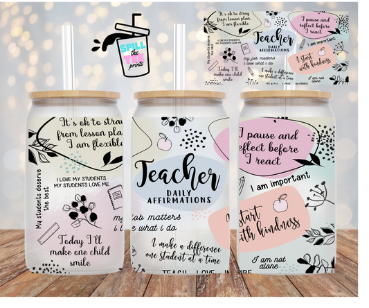 Teacher Daily- UVDTF 16 Ounce Cup Wrap