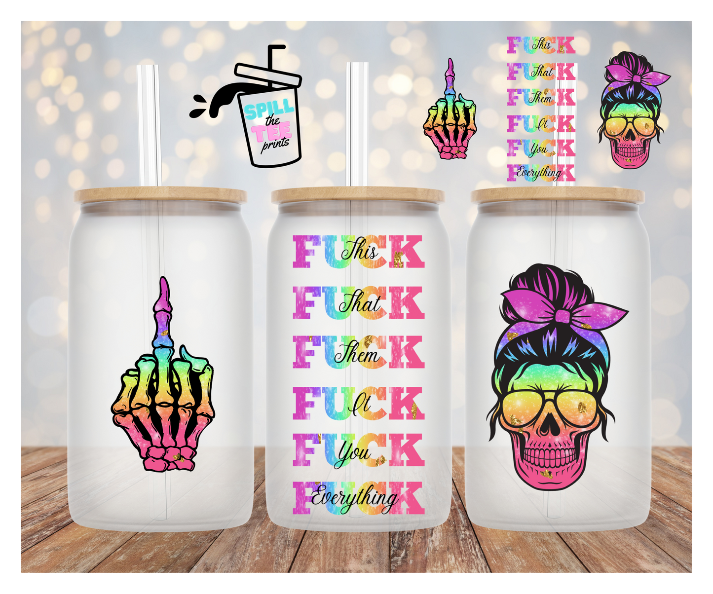 Skull Eff- UVDTF 16 Ounce Cup Wrap