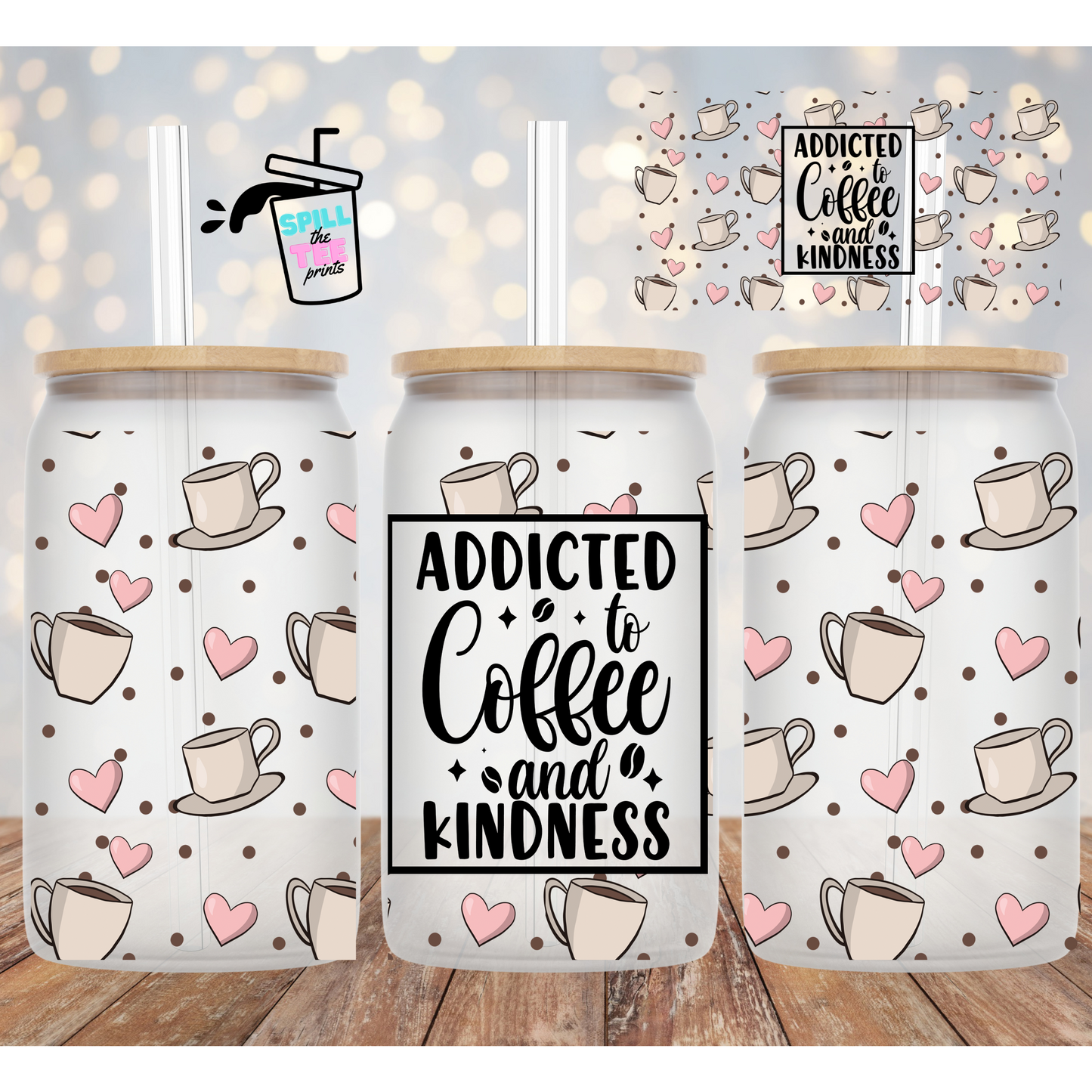 Addicted to Coffee 16 ounce Cup Wrap UVDTF RTS