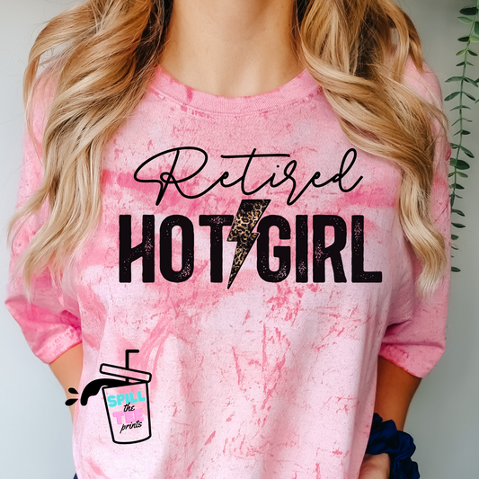 Retired Hot Girl- Clear Film Screen Print